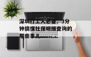 深圳打工人必备：3分钟搞懂社保明细查询的那些事儿