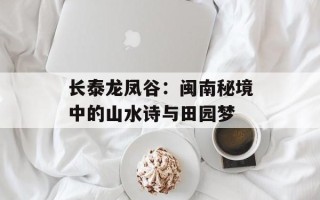 长泰龙凤谷：闽南秘境中的山水诗与田园梦
