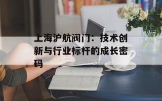 上海沪航阀门：技术创新与行业标杆的成长密码