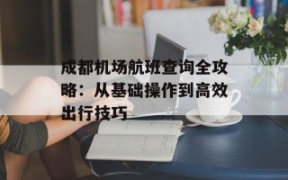 成都机场航班查询全攻略：从基础操作到高效出行技巧