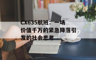 CX635航班：一场价值千万的紧急降落引发的社会思考