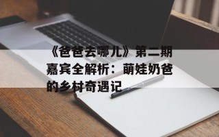 《爸爸去哪儿》第二期嘉宾全解析：萌娃奶爸的乡村奇遇记