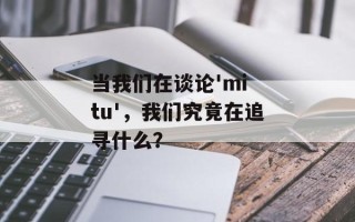 当我们在谈论'mi tu'，我们究竟在追寻什么？