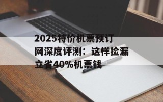 2025特价机票预订网深度评测：这样捡漏立省40%机票钱