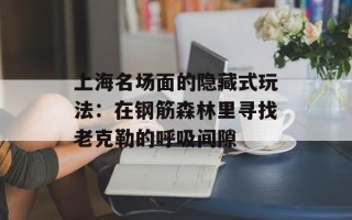 上海名场面的隐藏式玩法：在钢筋森林里寻找老克勒的呼吸间隙