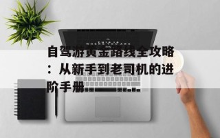 自驾游黄金路线全攻略：从新手到老司机的进阶手册