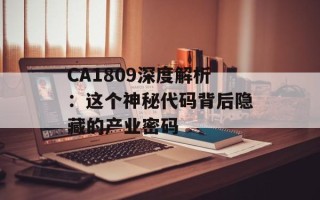 CA1809深度解析：这个神秘代码背后隐藏的产业密码