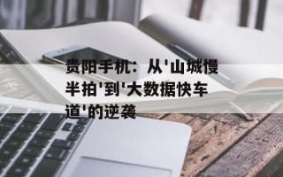 贵阳手机：从'山城慢半拍'到'大数据快车道'的逆袭