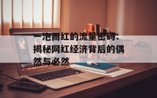 一泡而红的流量密码：揭秘网红经济背后的偶然与必然